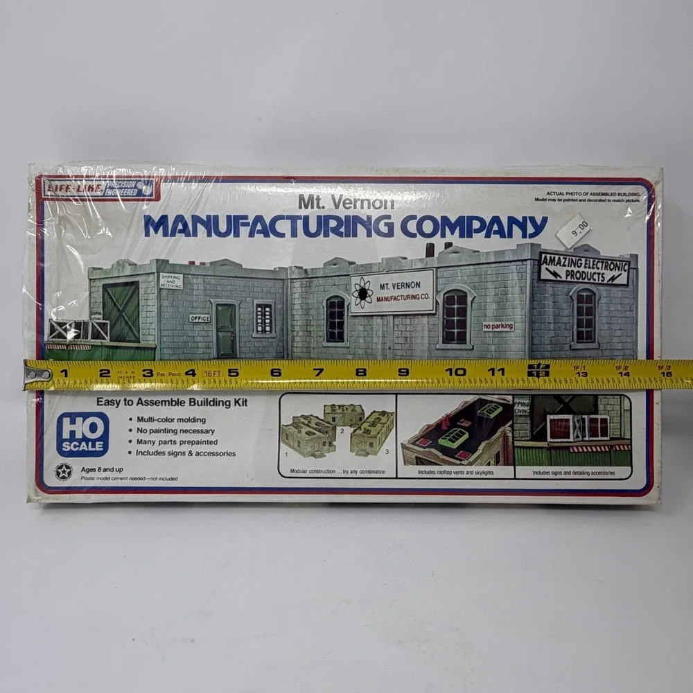 Life Like Mt. Vernon Manufacturing Company HO Scale Building Kit # 1337 Sealed